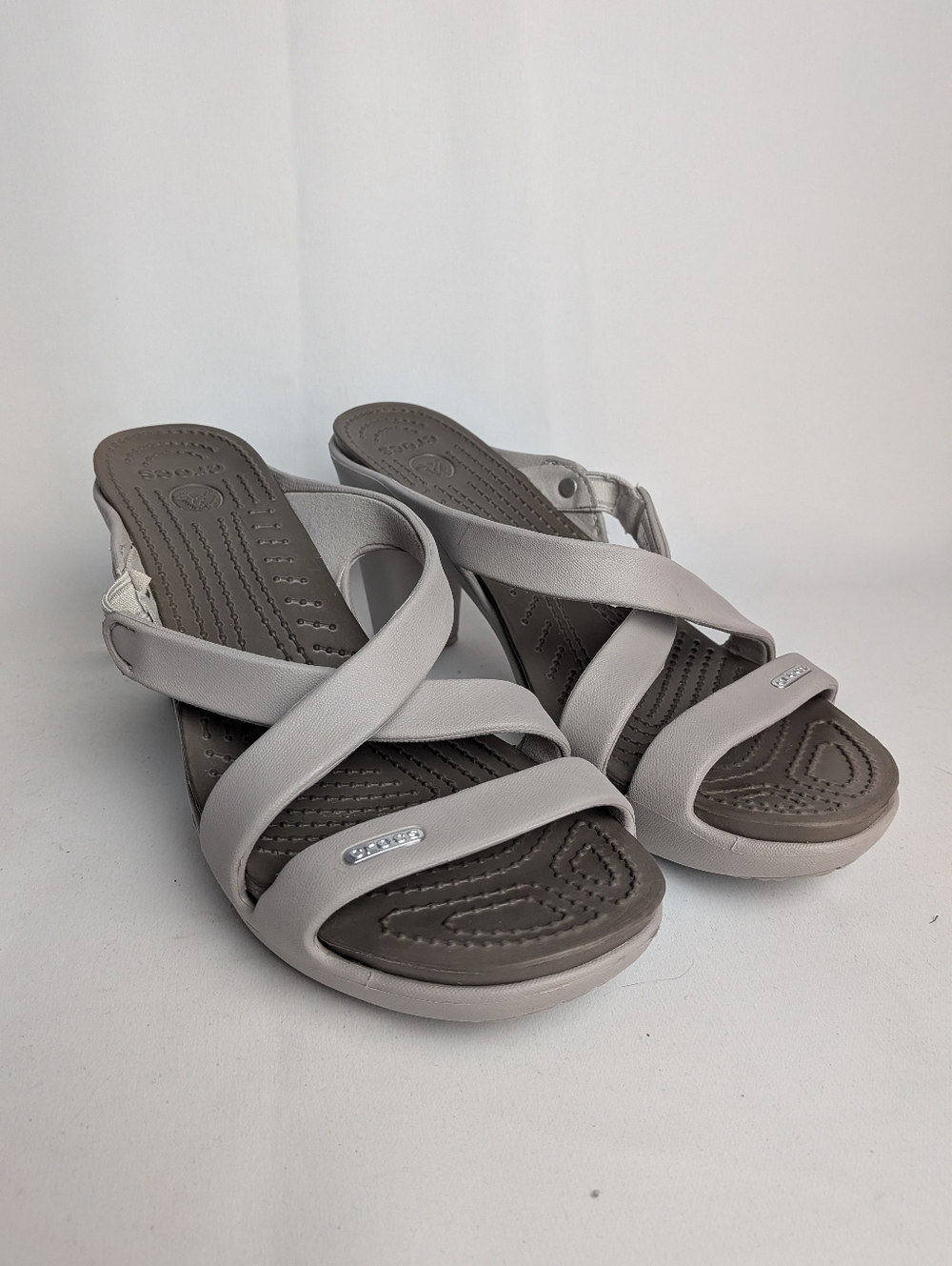 CROCS CYPRUS Women Heel Clog Gray Beige Color Size 9 Rubber Waterproof